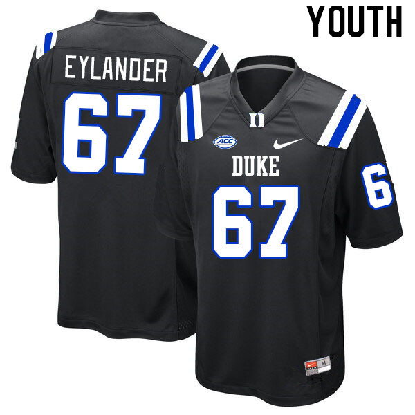 Youth #67 Matt Eylander Duke Blue Devils College Football Jerseys Stitched-Black - Click Image to Close
